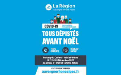 COVID-19 – Venez vous faire tester les 18, 19 et 20 Décembre à Vals-les-Bains