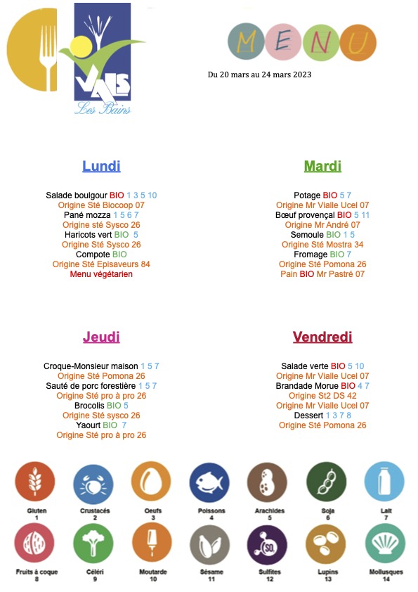 menu semaine 20 mars 2023 menu 29 novembre