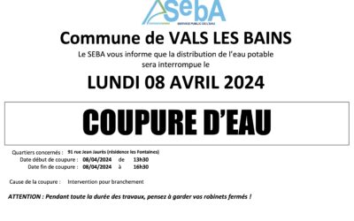 Coupure d’eau potable – lundi 8 avril (résidence les Fontaines)