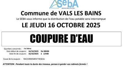 Coupure d’eau – quartier les Fabres – jeudi 16 octobre