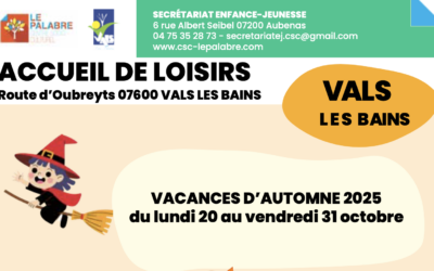 Inscriptions centre de loisirs – vacances d’octobre
