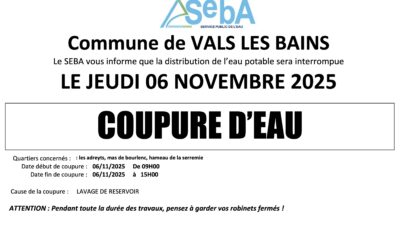 Coupure d’eau – jeudi 6 novembre