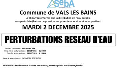 Perturbation réseau d’eau – mardi 2 décembre